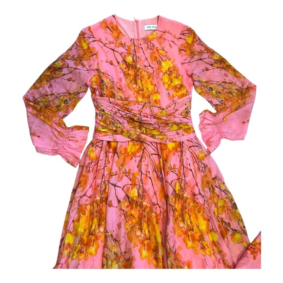 The FOLD of London Pink Silk Floral Maxi Dress Women's Size 2 XS - Picture 2 of 7